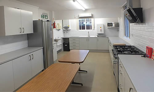 The kitchen at Fremington Parish Hall is modern and well equipped for functions and parties.