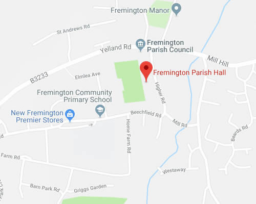 Location map for Fremington Parish Hall